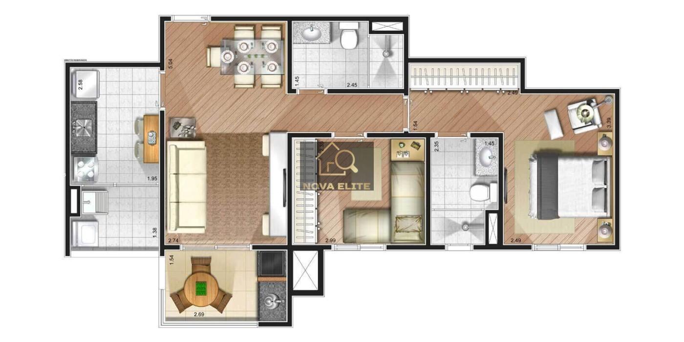 Apartamento, 2 quartos, 64 m² - Foto 3